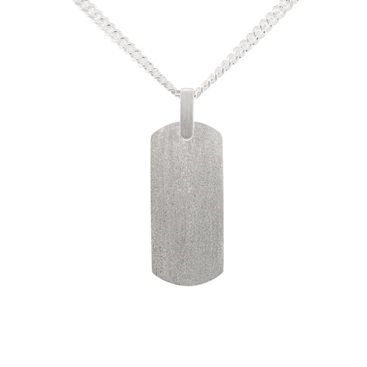 Solid Frost Textured Dog tag Sterling Silver