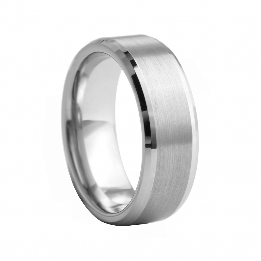 Flat Band 8mm with Brushed Centre & Beveled edges