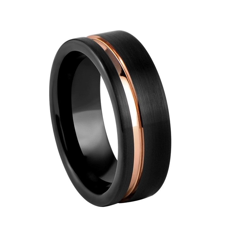 Flat Band 8mm with 1mm Grooved Inlay